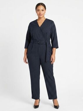 NWT The Limited Stripe Jumpsuit 20W Belted Cuffed Hem